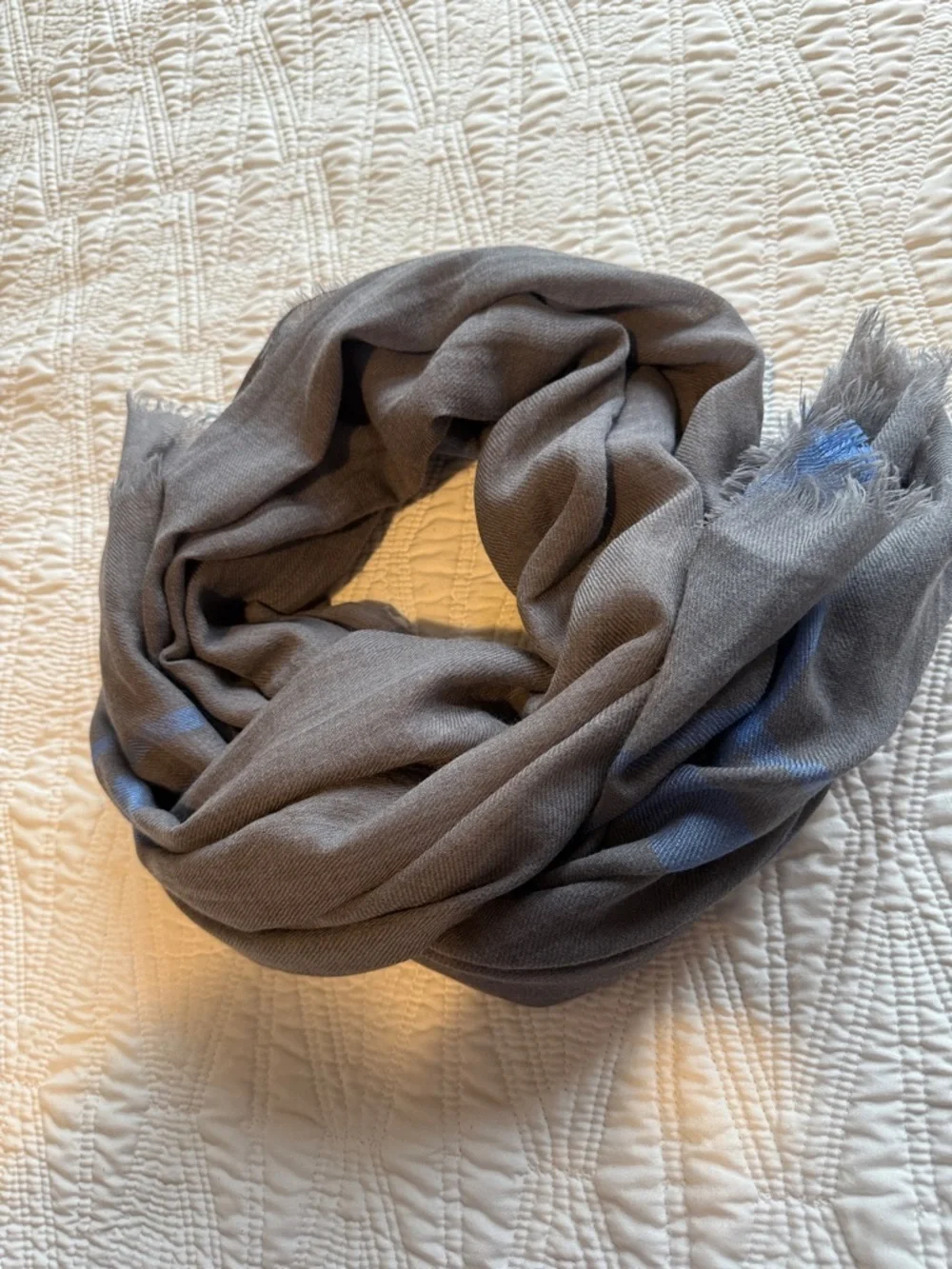Ermenegildo Zegna Gray Scarf with Blue Stripes made in Italy 55x55
